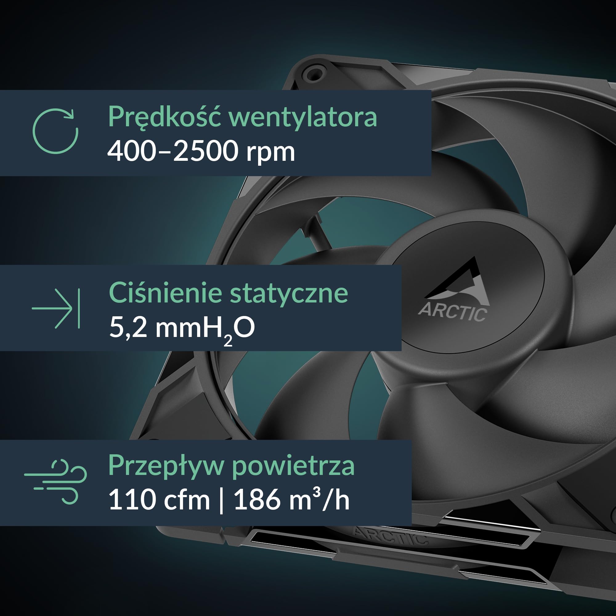 ARCTIC P14 Pro PST - Mocny Wentylator Premium, Wentylator PWM 140 mm z Rozdzielaczem Kabla Y, 400-2500 rpm, 0 rpm <5% PWM, łożysko ślizgowe Hydrodynamiczne, 4-Pin - Czarny