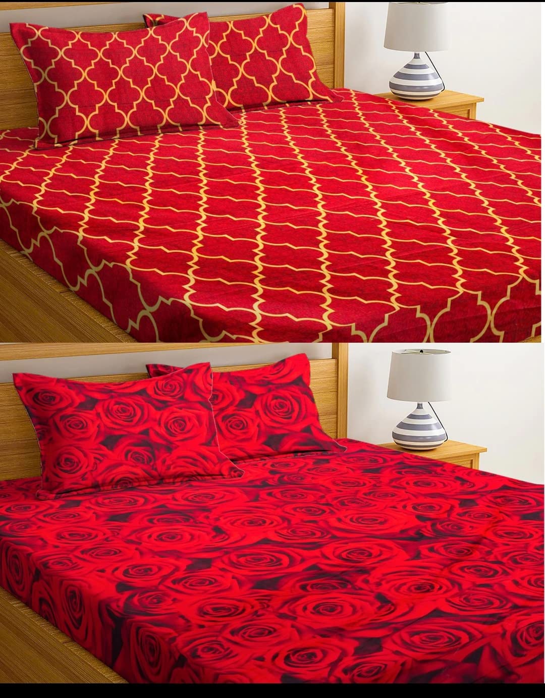 PLEDGE CREATIONS® Microfiber 269 TC King Size Double Bedsheets Combo