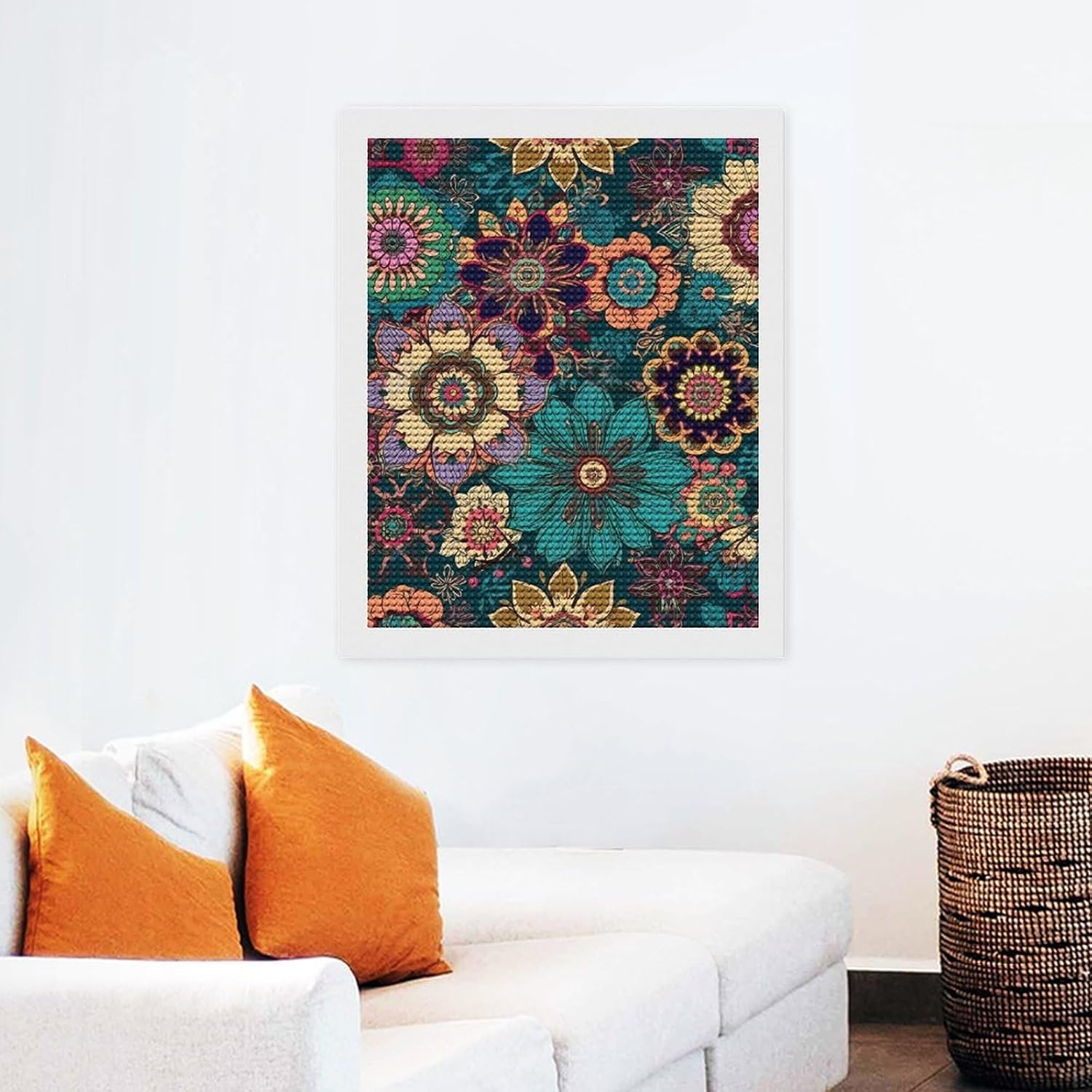 YKLBV Diamond Art Kits for Adults Diamond Painting Kits for Adults DIY Paint with Round Full Drill Diamonds Paintings Bohemian Flower Gem Art for Home Wall Decor Gift