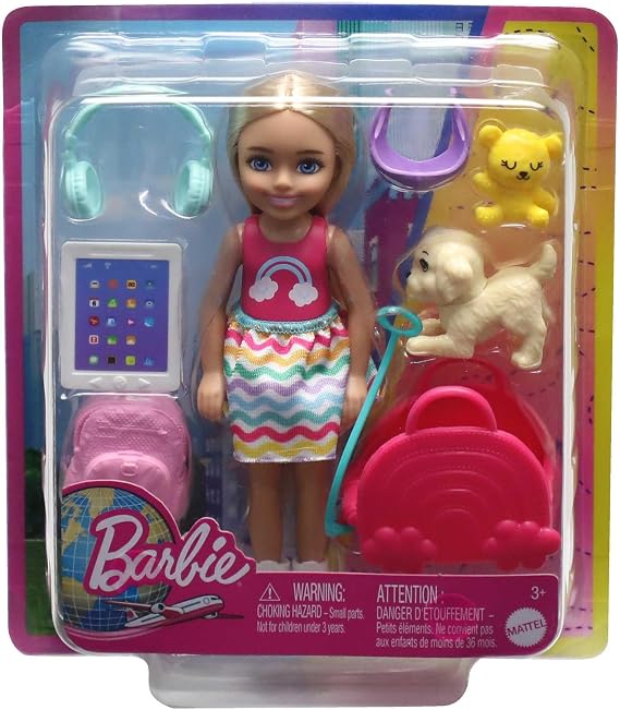 Barbie Travel Chelsea Doll and Accessories Barbie toys, Chelsea™ dolls and accessories, travel set with puppy HJY17
