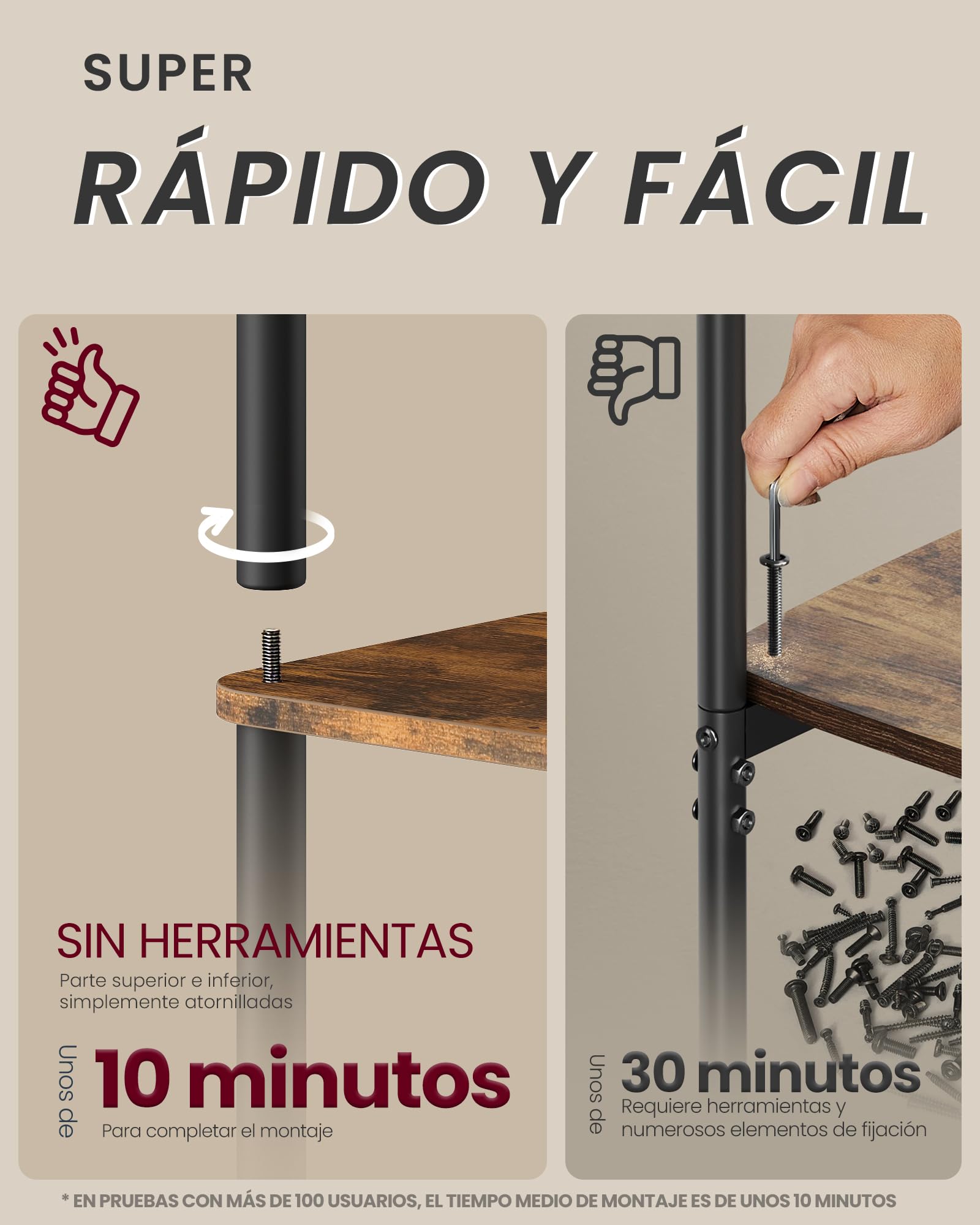 VASAGLE Montaje Súper Rápido sin Herramientas, Estantería de Almacenamiento de 6 Niveles, 23,8 x 38 x 173,4 cm, para Salón, Dormitorio, Cocina, Marrón Rústico y Negro Tinta LLS136K01