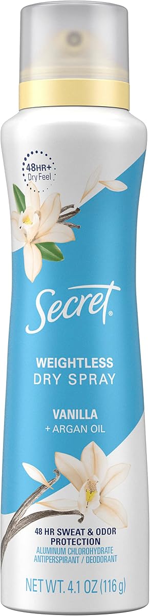 Dry Spray Antiperspirant Deodorant Vanilla And Argan Oil, 4.1 Ounce