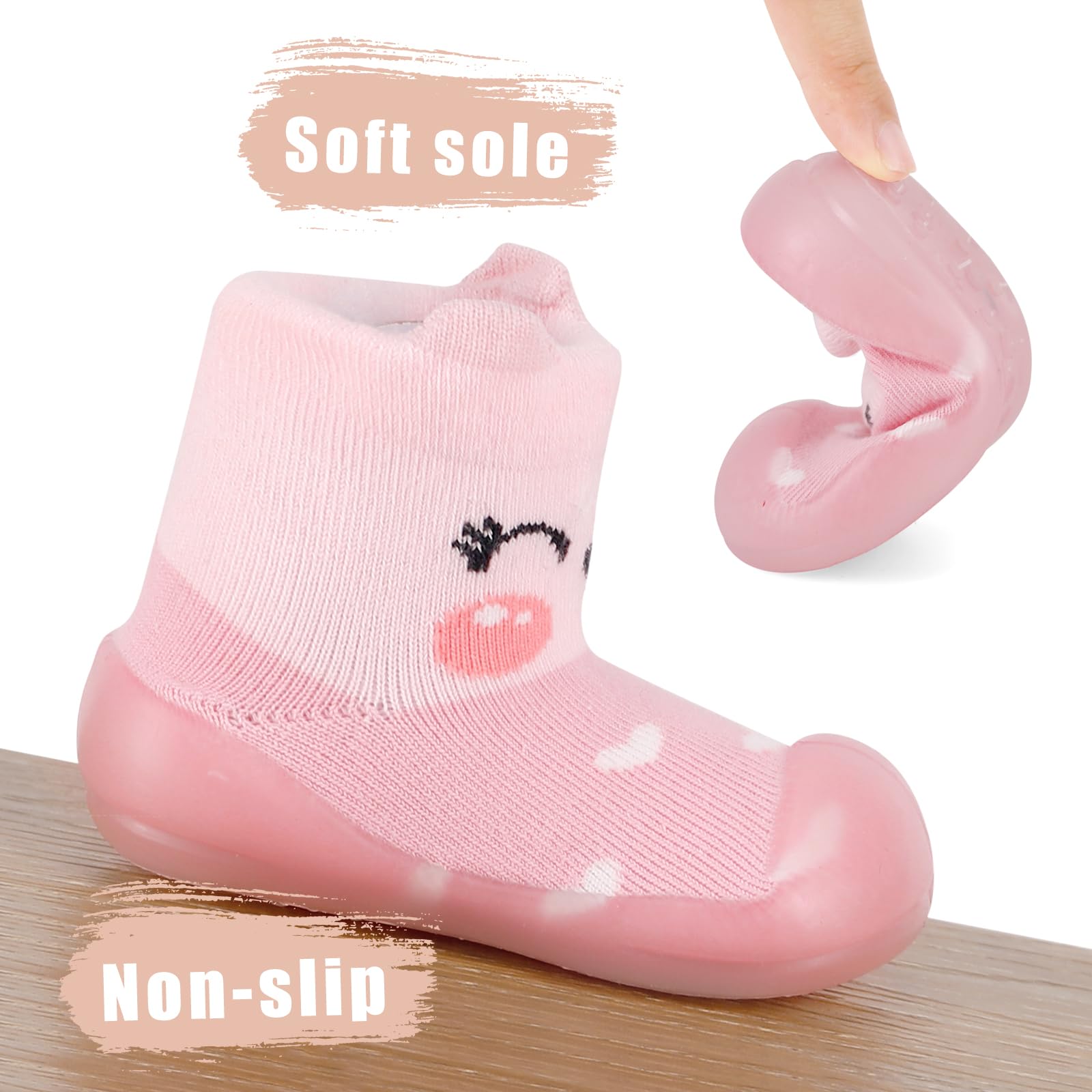 MK MATT KEELY 2 Paires Chaussures Premiers Pas Bébé Garcon Fille Chaussons Antidérapante Enfant Chaussettes Respirant avec Semelle Caoutchouc