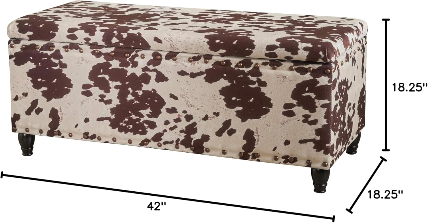 Christopher Knight Home Tatiana Velvet Storage Ottoman, Milk Cow / Dark Brown