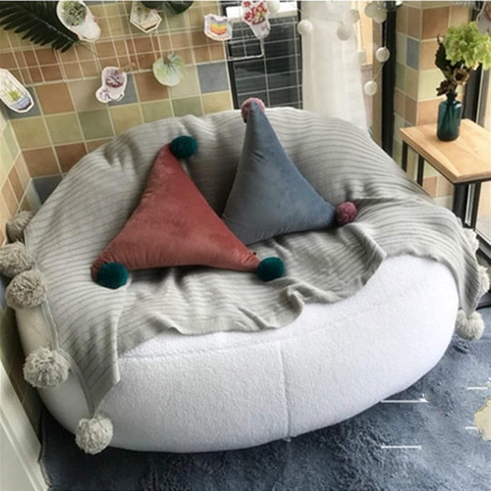 Oversized Bean Bag Chair Cover - 7ft Faux Fur, No Filler, Removable & Washable (Beige)