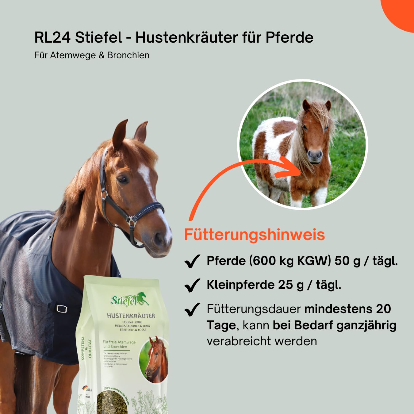 RL24 Stiefel - Hustenkräuter für Pferde – 3 x 1000 g Tüte (3er Set)