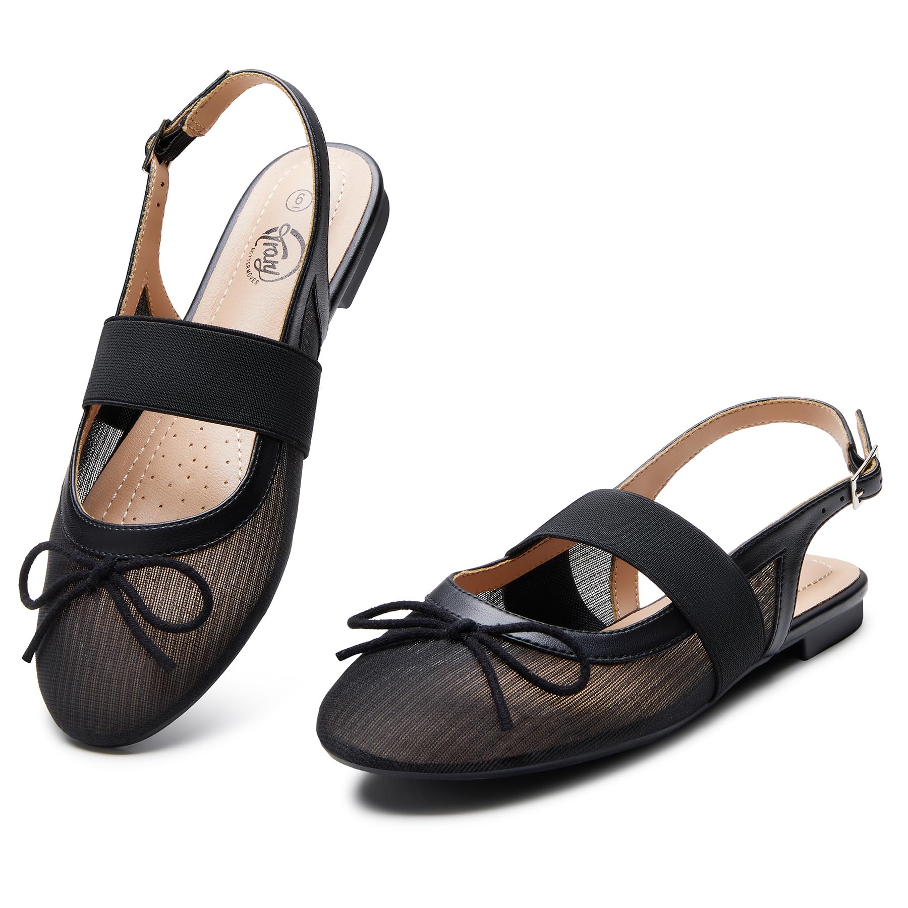 Snapklik.com : Black Flats For Women Mary Jane Shoes Slingback Ballet ...