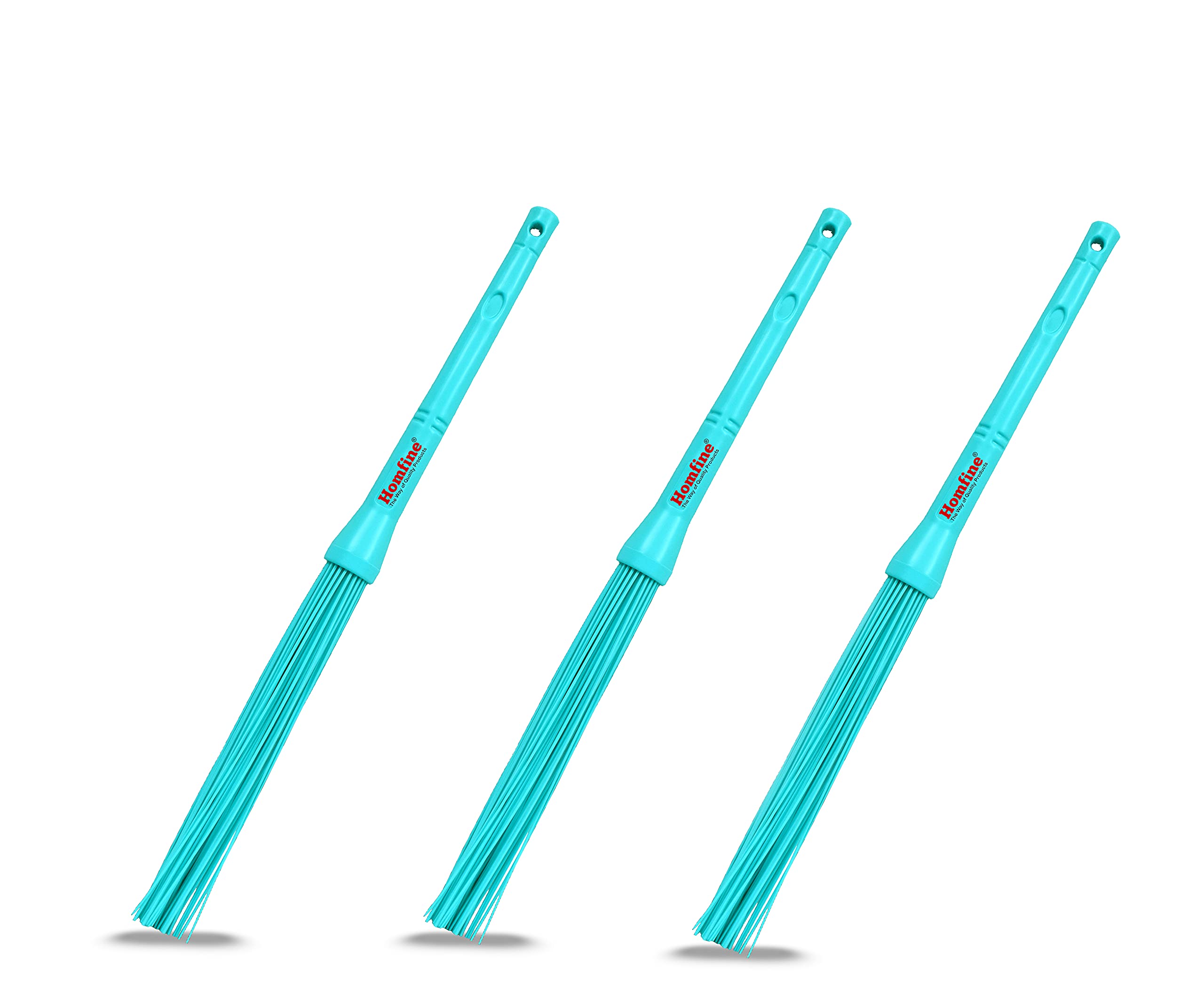 Homfine™ Pack of 3Pcs Long Handle Kharata Plastic Hard Bristle Broom for Bathroom Cleaning (Aqua Green, 3 Pc) (B099PK7GK1) Amazon Price History, Amazon Price Tracker