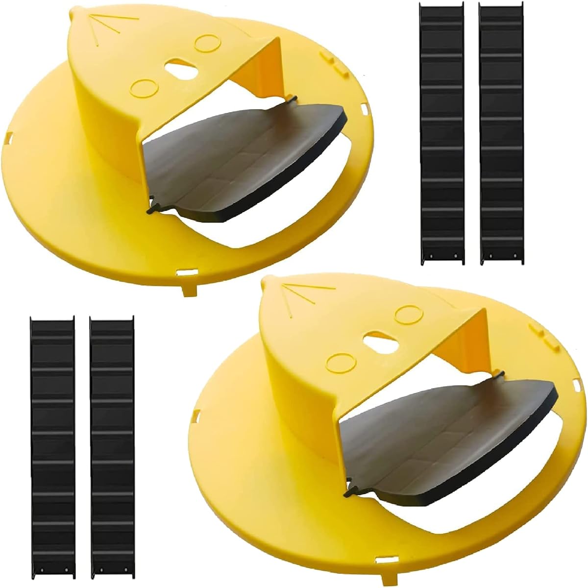 Pack 2 Bucket Lid Mouse Rat Trap, Mouse Catching Tool, Trap Door Style, Multi Catch, Auto Reset, Indoor Outdoor, 5 Gallon Bucket Compatible (Yellow)