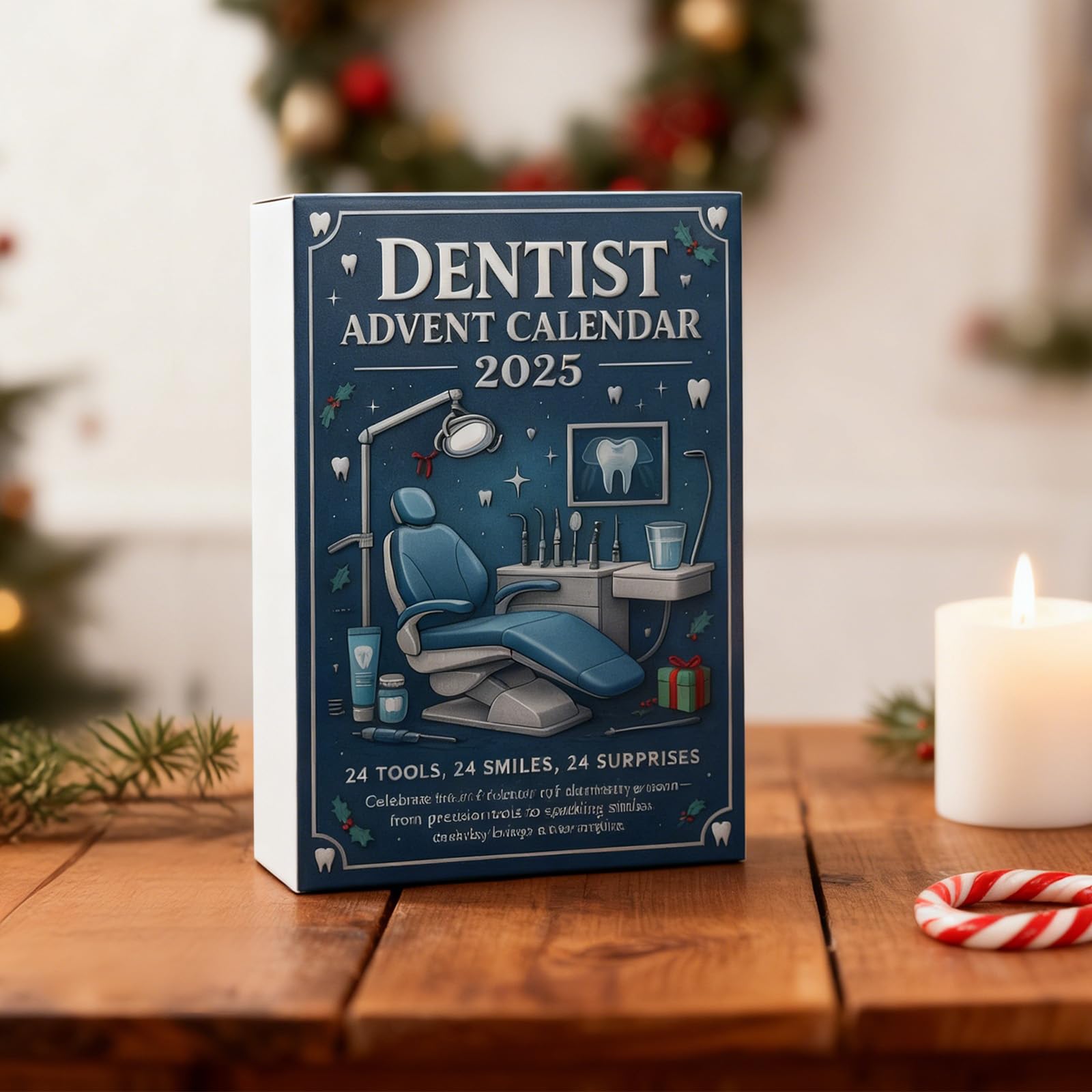 Zahnarzt Adventskalender, 24 Stück Zahn Weihnachten