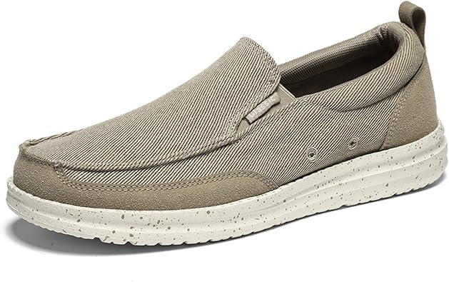 Mens Canvas Slip On Loafers Lightweight Comfy Business Driving Boat Shoes Casual Outdoor Breathable Non-Slip Flat Walking Shoes