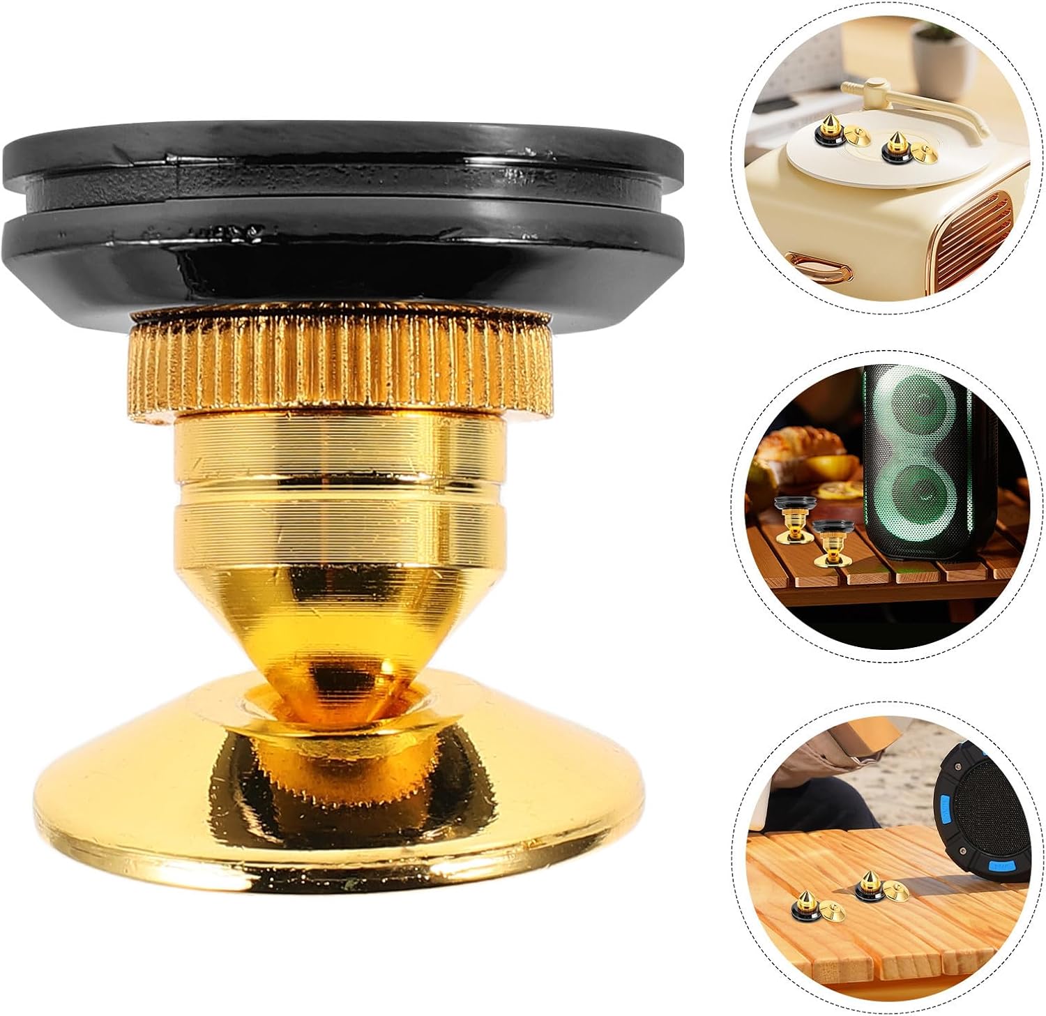 SEWACC 4pcs Zinc Alloy Speaker Isolation Spikes with Shockabsorbing Design and Vibration Reduction Floor Speaker Feet for Home Audio Equipment Premium Acoustic Isolation Pads