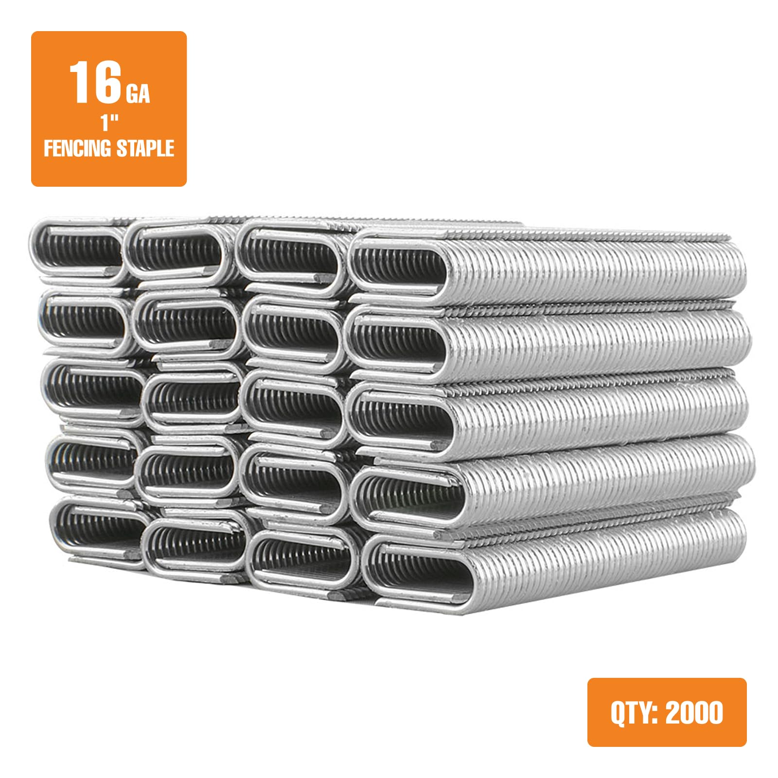 Freeman FS16G1 Zaunklammern, 16 Gauge, 2,5 cm, Klebstoff, 2.000 Stück, verzinkter Stahl, divergente Stachelspitze, robuste Verwendung im Freien