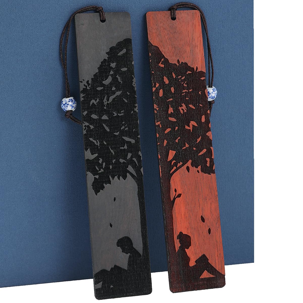 MOIOKESE Couple Bookmarks for Men Women, Unique Wood Bookmark, Couple Gift for Men Women Boyfriend Girlfriend (Reading Under The Tree)