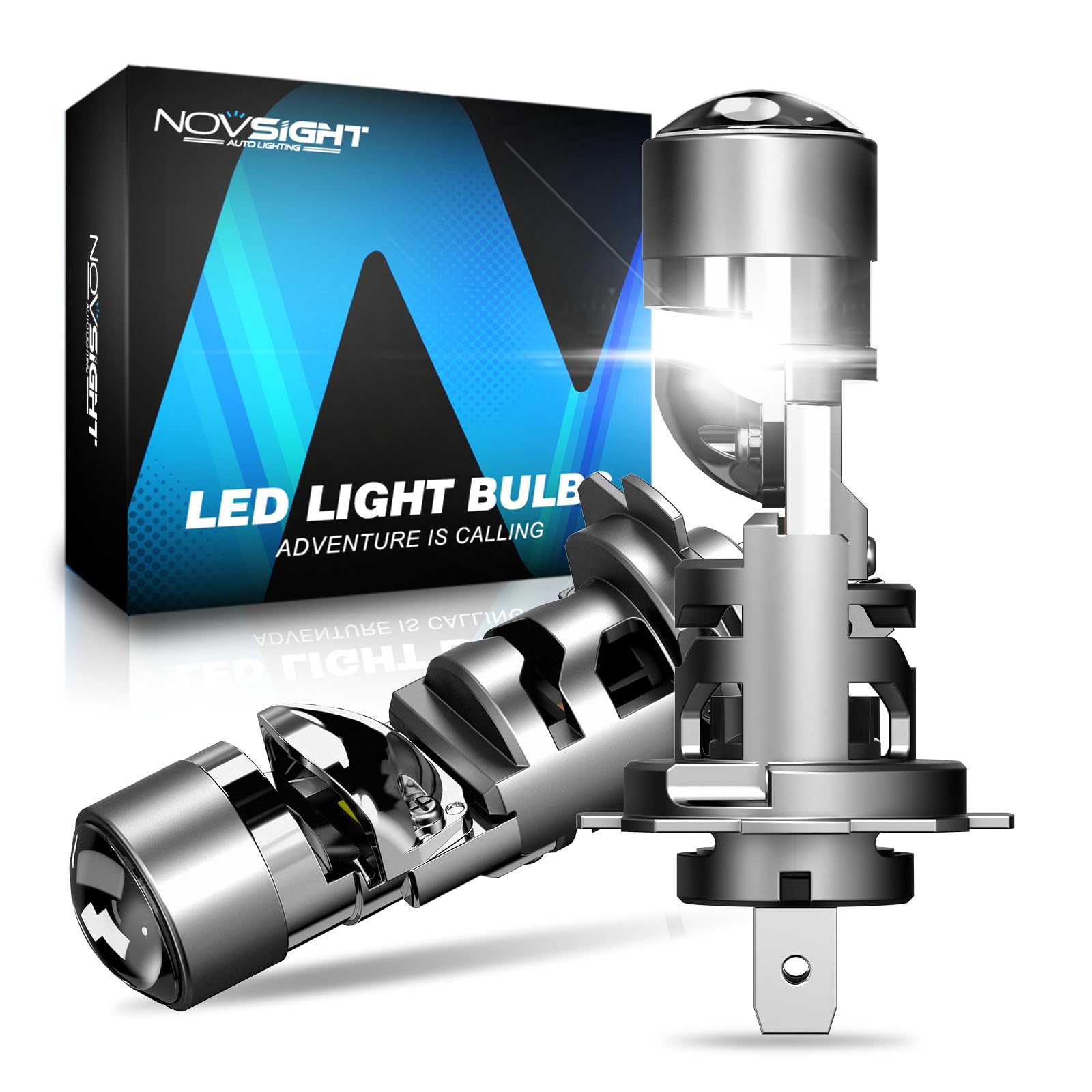 NOVSIGHT Bombilla H7 LED Con lente biconvex - 100W 24000LM 6500K Canbus Lámparas LED H7 Coche Kits de Bombilla H7 para Faro Delantero, Diseño Mini Halógeno 1:1, No Requiere Adaptador, 2 Piezas