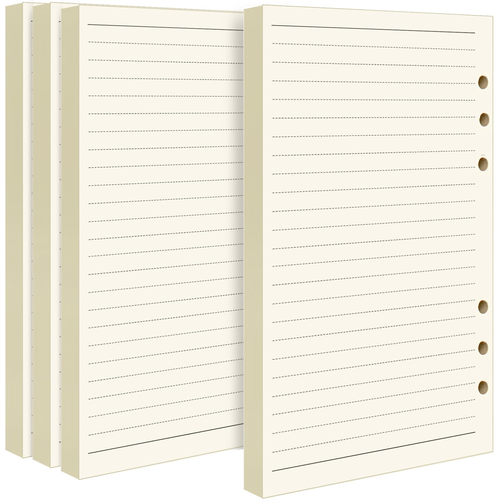 FANDAMEI 4 Packs A5 Refills Paper - 360Pages/ 180 Sheets 6 Hole Punched Paper, A5 Refills Inserts Paper, Refillable Lined Paper for A5 Organiser Planner in Office School