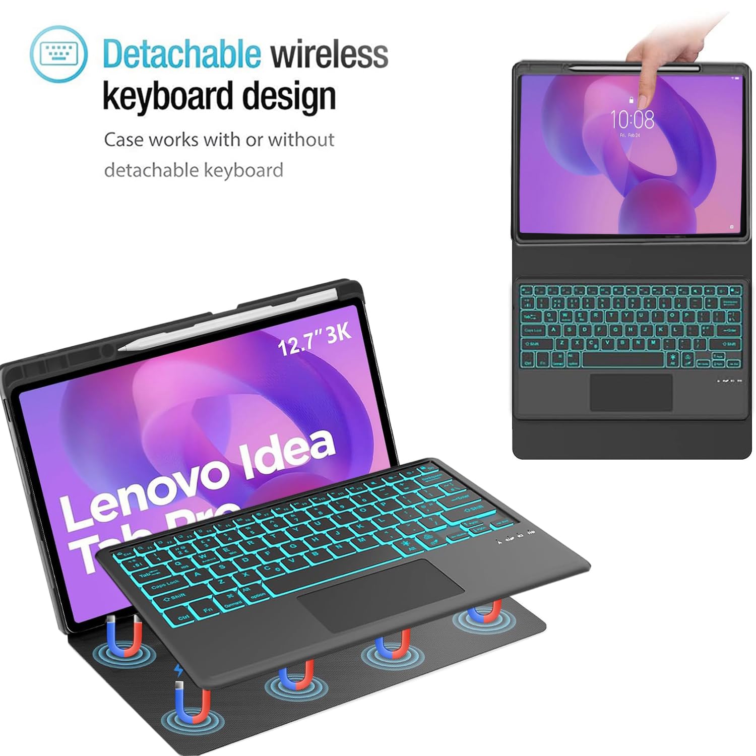 Image secondaire de Coque Clavier Bluetooth Rétroéclairée pour Lenovo Idea Tab Pro 12,7