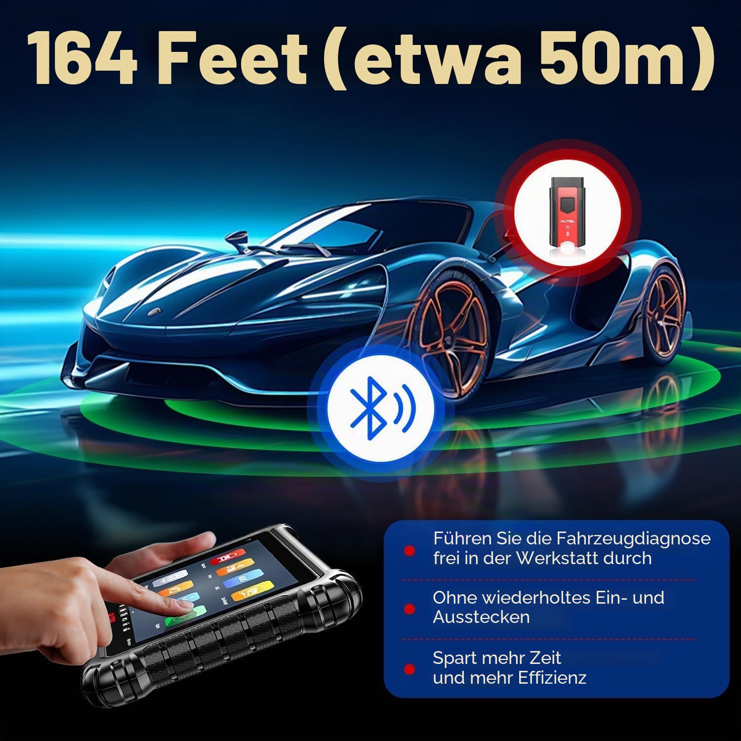 Autel MaxiVCI V200 VCI200 Wireless Dongle, VCI 200 OBD2 Anschlussadapter | 2026 Auto Kommunikationsschnittstelle, Funktioniert mit MaxiSys MS906 PRO MS906 PRO-TS KM100 BT608 BT609 ITS600 MK906 PRO-TS