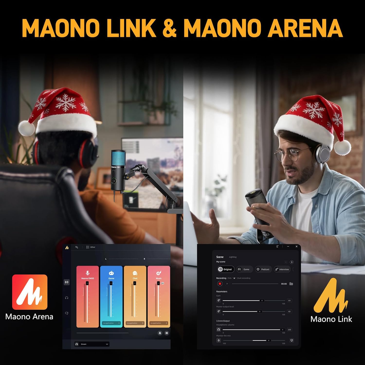 MAONO USB Microphone for Gaming Streaming, Podcast Condenser mic with 3 Polar Patterns Software for Twitch TikTok YouTube Discord, Profession Studio Recording Mic for Computer PC Mac DM50