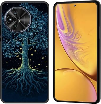 for TCL 60 XE NxtPaper Case,Premium Soft Silicone Rubber Anti-Scratch Shockproof Full-Body Protective Bumper Case Cover for TCL 60 XE NxtPaper, Glowing Night Tree