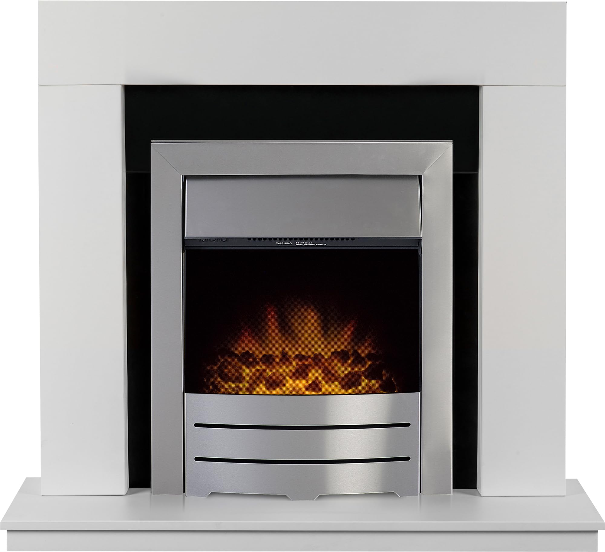 B&Q -  Malmo Fireplace In White & Black/white With Colorado Electric Fire In Brushed Steel39 Inch