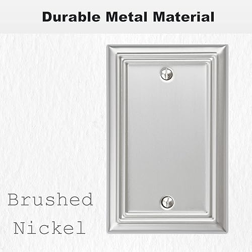 Miniatura 3 de OKAWYC Adler - Placa de pared de metal para interruptor de luz en blanco, paquete de 4 unidades, níquel cepillado de 1 banda, cubierta de