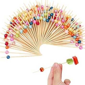 400 Pcs Cocktail Picks - 4.7 Inch Bamboo Skewers for Appetizers, Fruit,Desserts, Charcuterie, Drinks, Perfect for Elevating Your Party!Mixed Colors