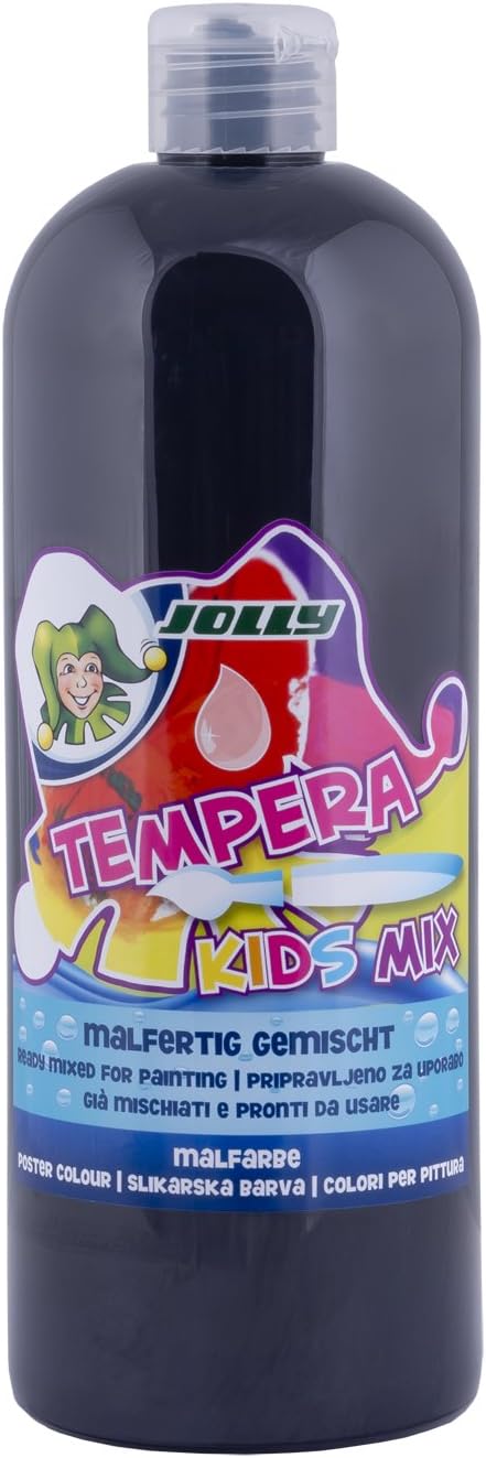 JOLLY Tempera Kids Mix Paint Liquid Paint 0.5 L Bottle Rose Bright and Opaque Colours, Undiluted or Can be Painted with Water, Can be Used on All Materials