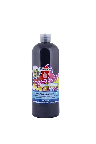 JOLLY Tempera Kids Mezcla de pinturas, pintura líquida, frasco de 1 litro negro, colores vivos y opacos
