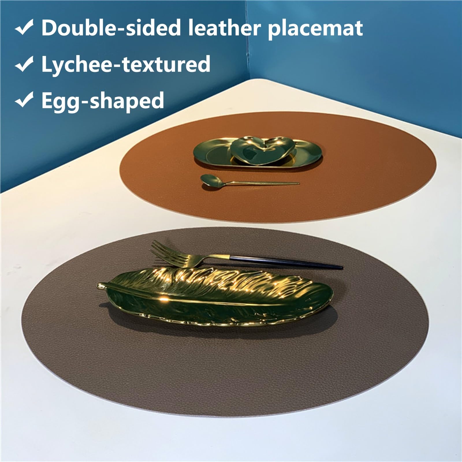 Décoration de Table, Sets de Table, Tapis de Cuisine en Similicuir avec sous-Verre, résistant à la Chaleur, imperméable et antidérapant