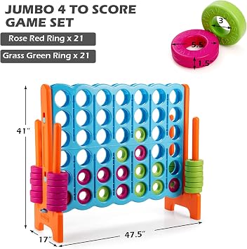 COSTWAY Jumbo 4-to-Score Giant Game Set, 4 in A Row for Kids and Adults