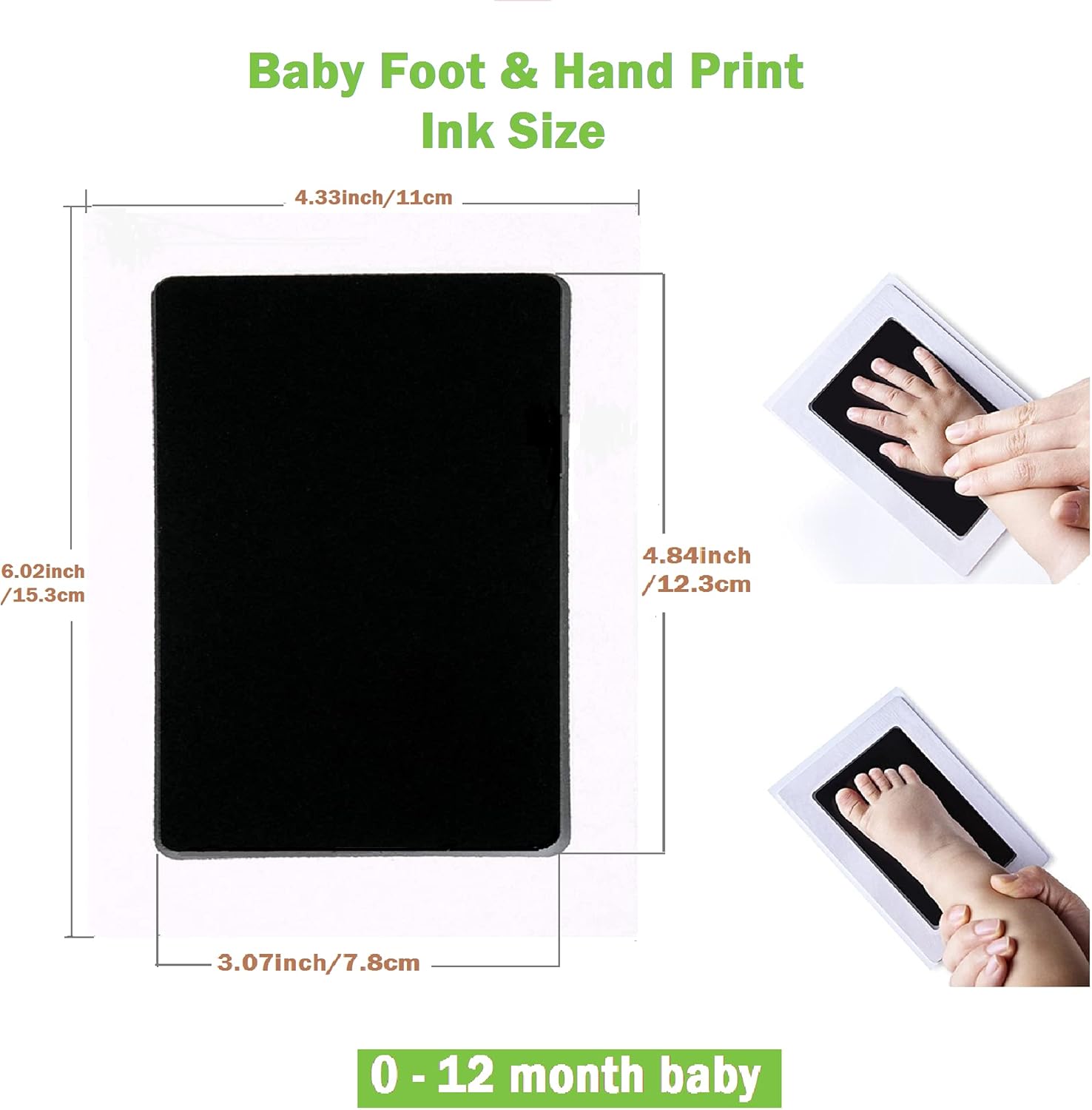 2 Pieces Tenquan Large Size Baby Handprint Footprint Ink Pad Kits for