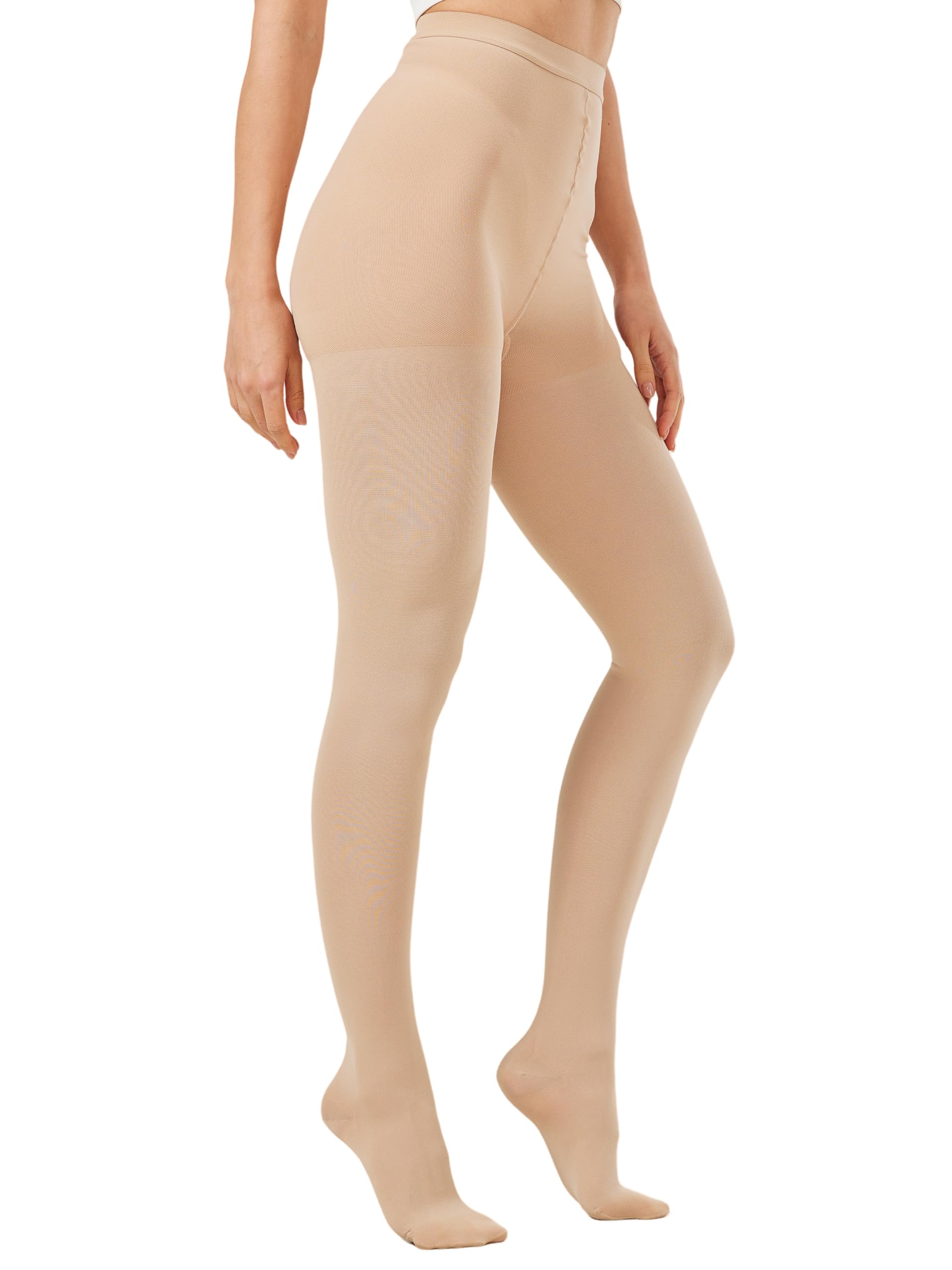 MGANG Medical Compression Pantyhose for Women & Men, Closed Toe, Opaque, Waist High Compression Circulation Leggings, 15-20 mmHg Firm Support