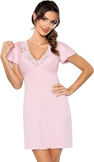 Selente Sweet Dreams Damen Elegantes kurzes Negligee/Nachthemd (Made in EU) mit zarter Spitzenverzierung