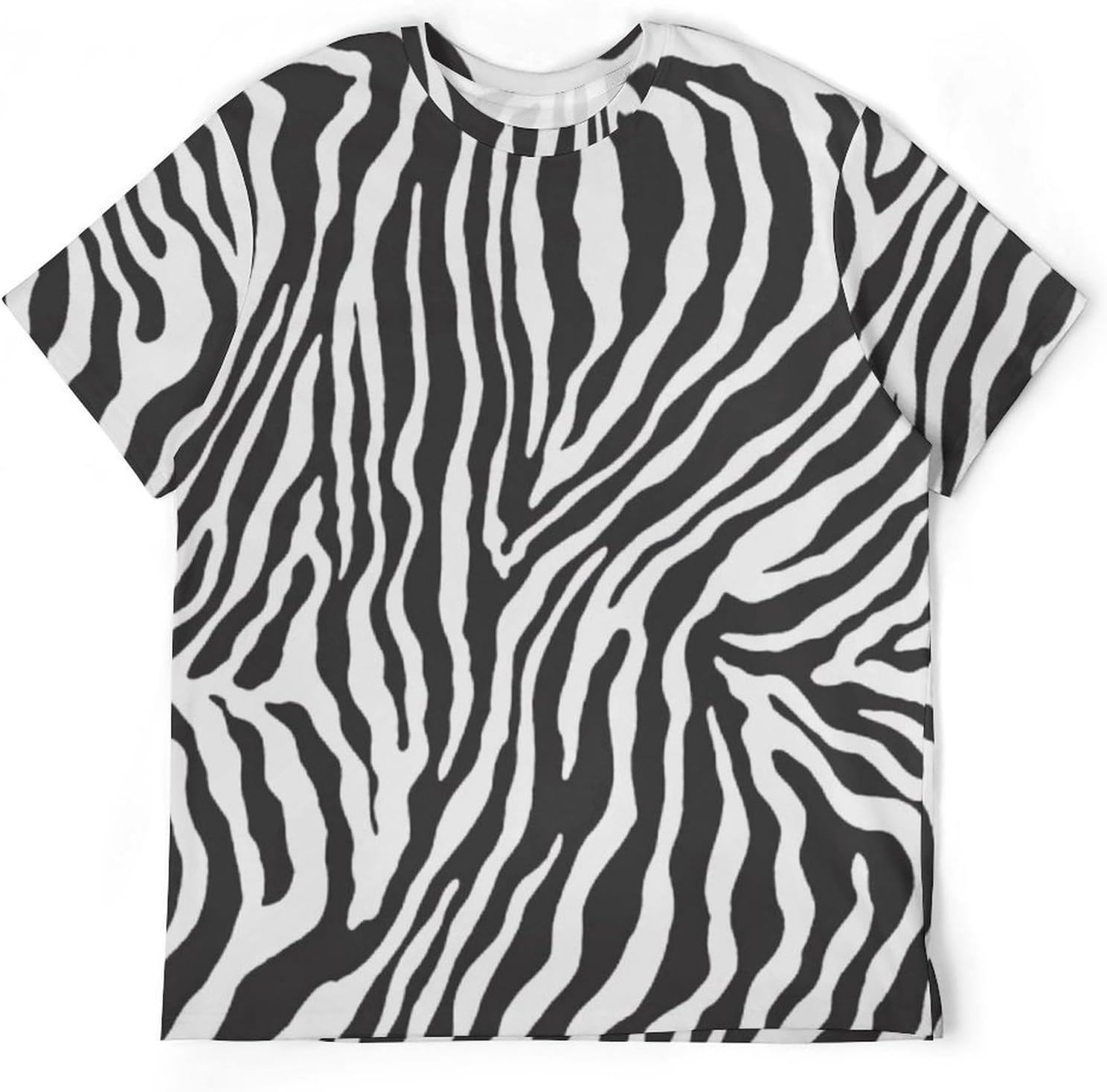 Mens Womens Casual Zebra Print T-Shirt Black and White Stripe Novelty Short Sleeve T Shirt - Image 4
