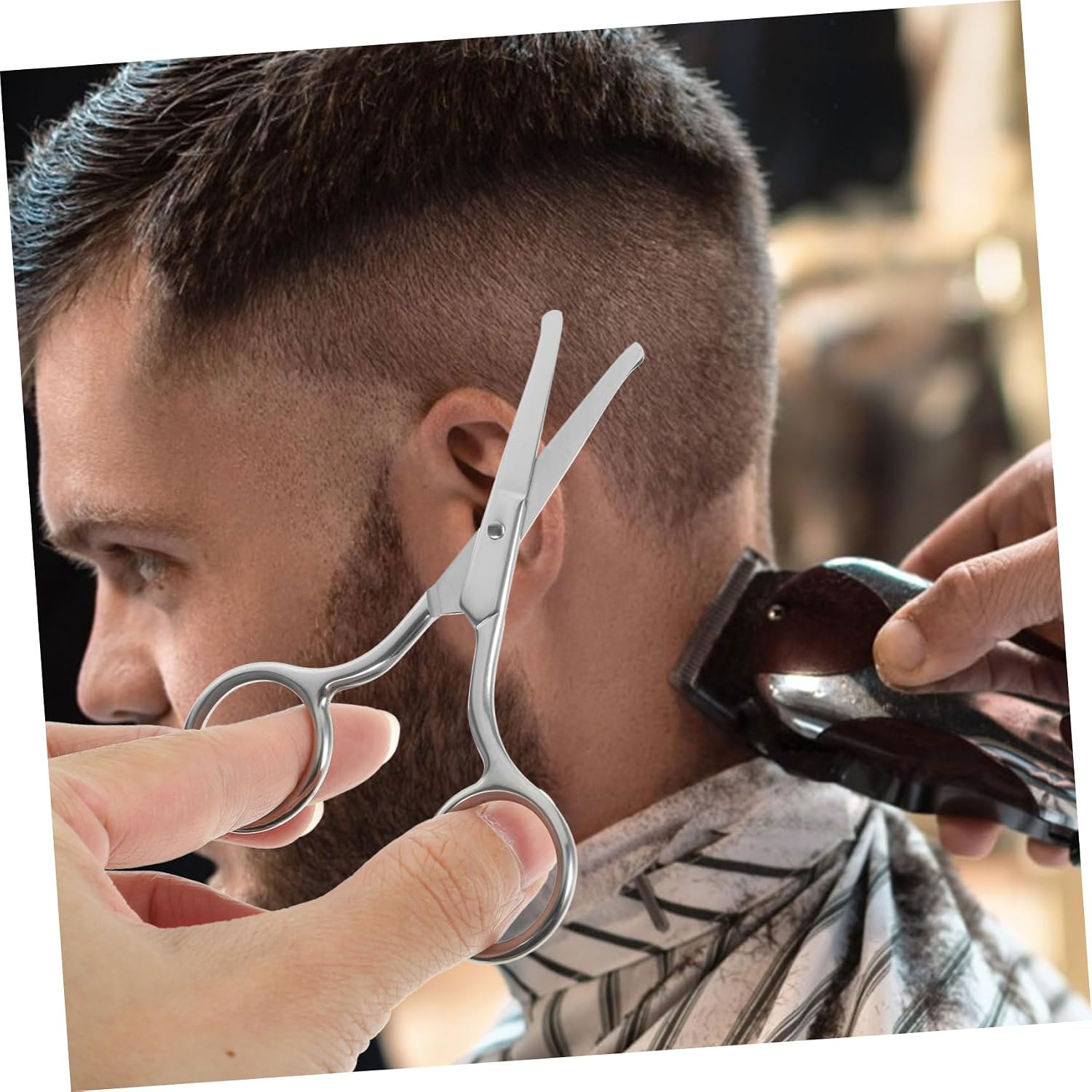 Ipetboom 2Pcs Stainless Steel Eyebrow Scissors Set Rounded Tip for Safe Trimming Practical Eyebrow and Nose Hair Scissors for Women and Men for Facial Hair Grooming