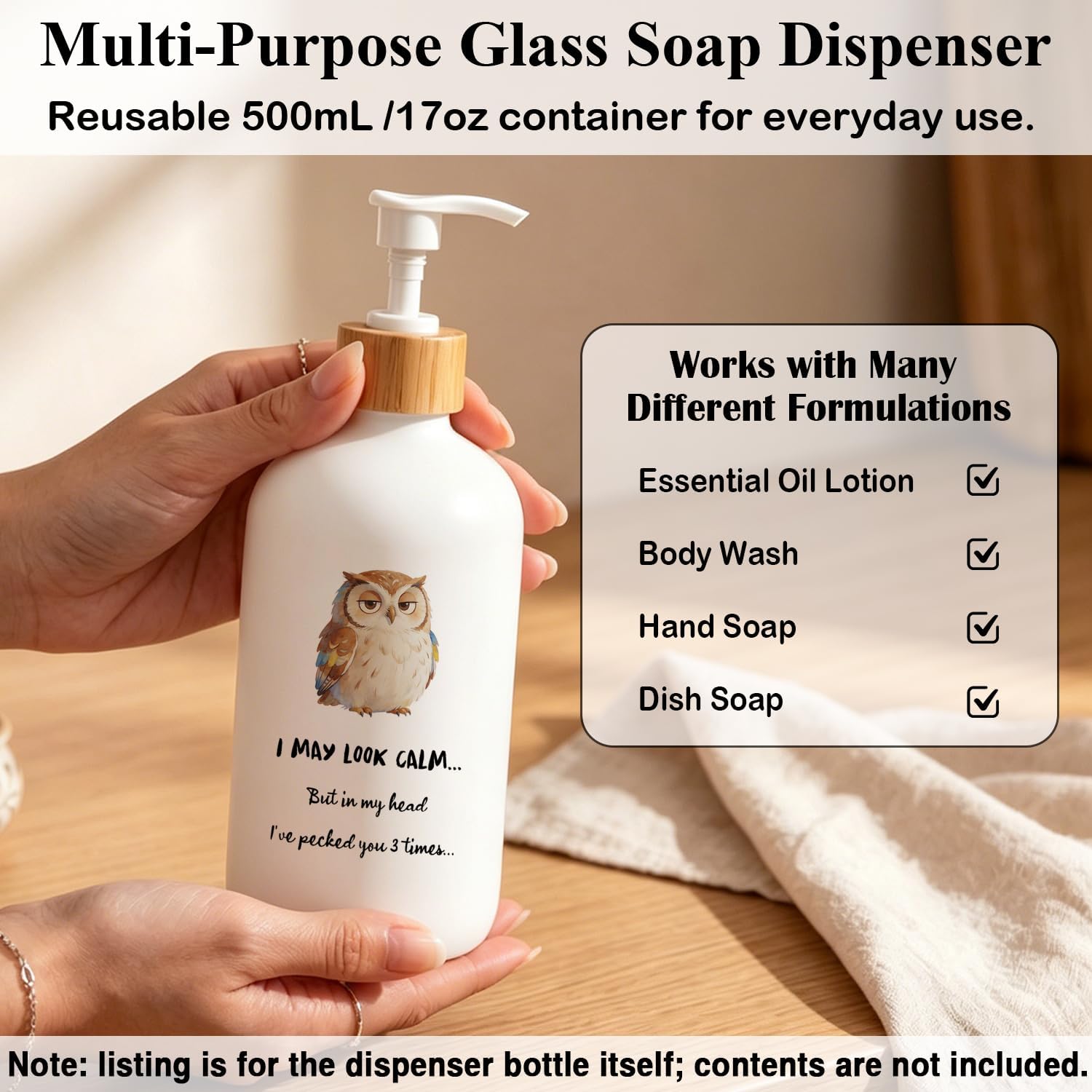 Funny Owl Bird Glass Dish Hand Soap Dispenser image 5