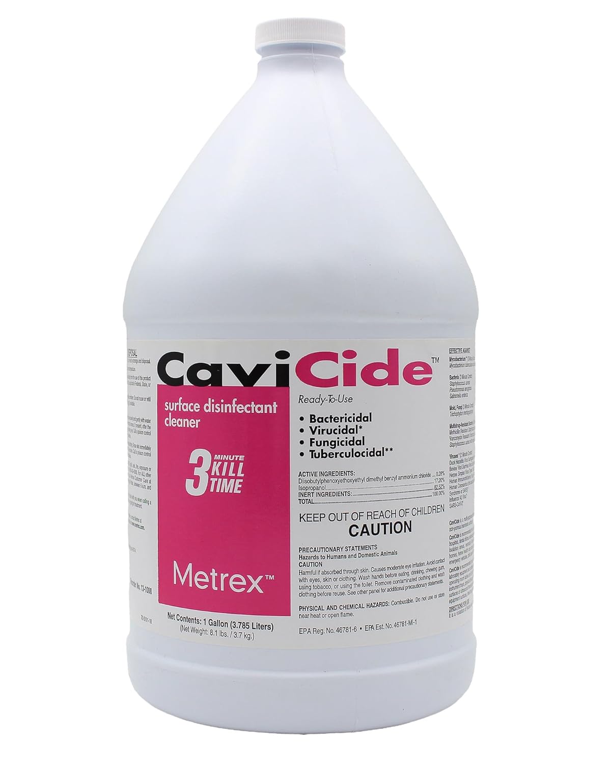 Metrex CaviCide Surface Disinfectant Cleaner, 13-1000 – Multi-Purpose Disinfectant, Decontaminant & Cleaner for Medical Devices, NICU, Operating Rooms, Patient Care Areas, Labs, Schools – 1 Gallon