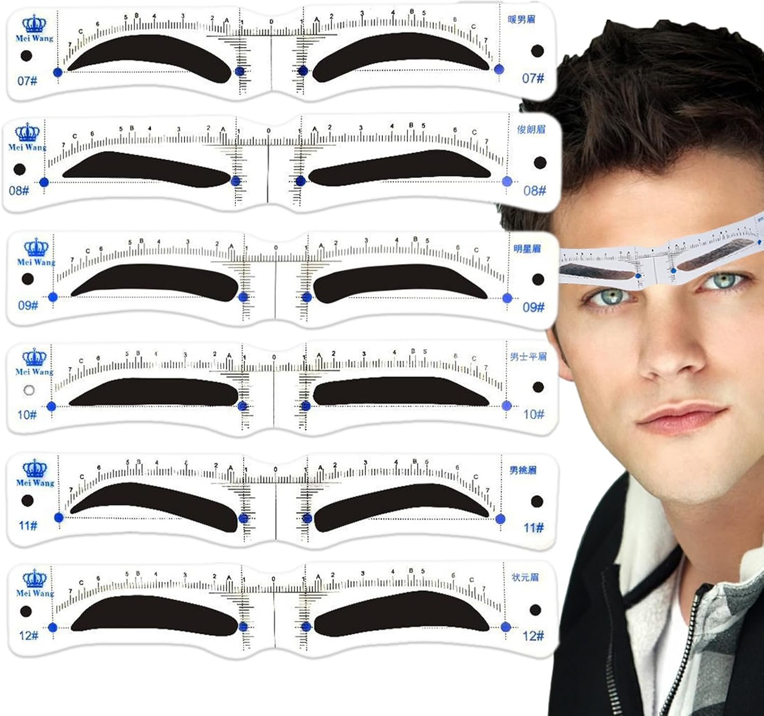 Eyebrow Stencil Kit - 12 Piece Reusable Eyebrow Template Headband With Brush & Razor | Men's & Women’s DIY EyebrowShaper For Quick & Perfect Brows | Portable & Easy Clean Beauty Makeup Tool