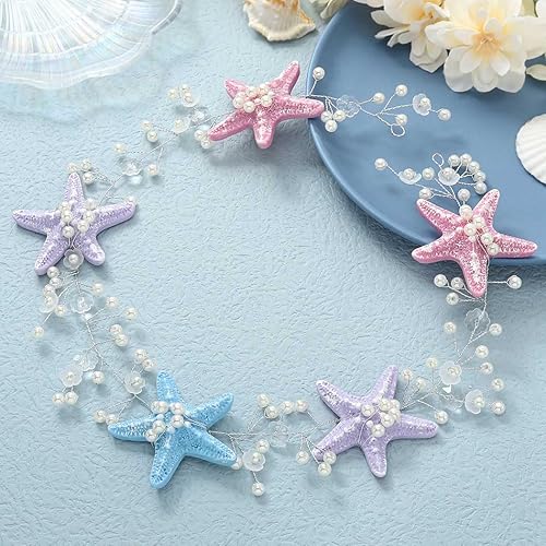 Miniatura 2 de Unicra Tocado de estrella de mar para boda, accesorios para el cabello de vid para novias y damas de honor (multicolor)