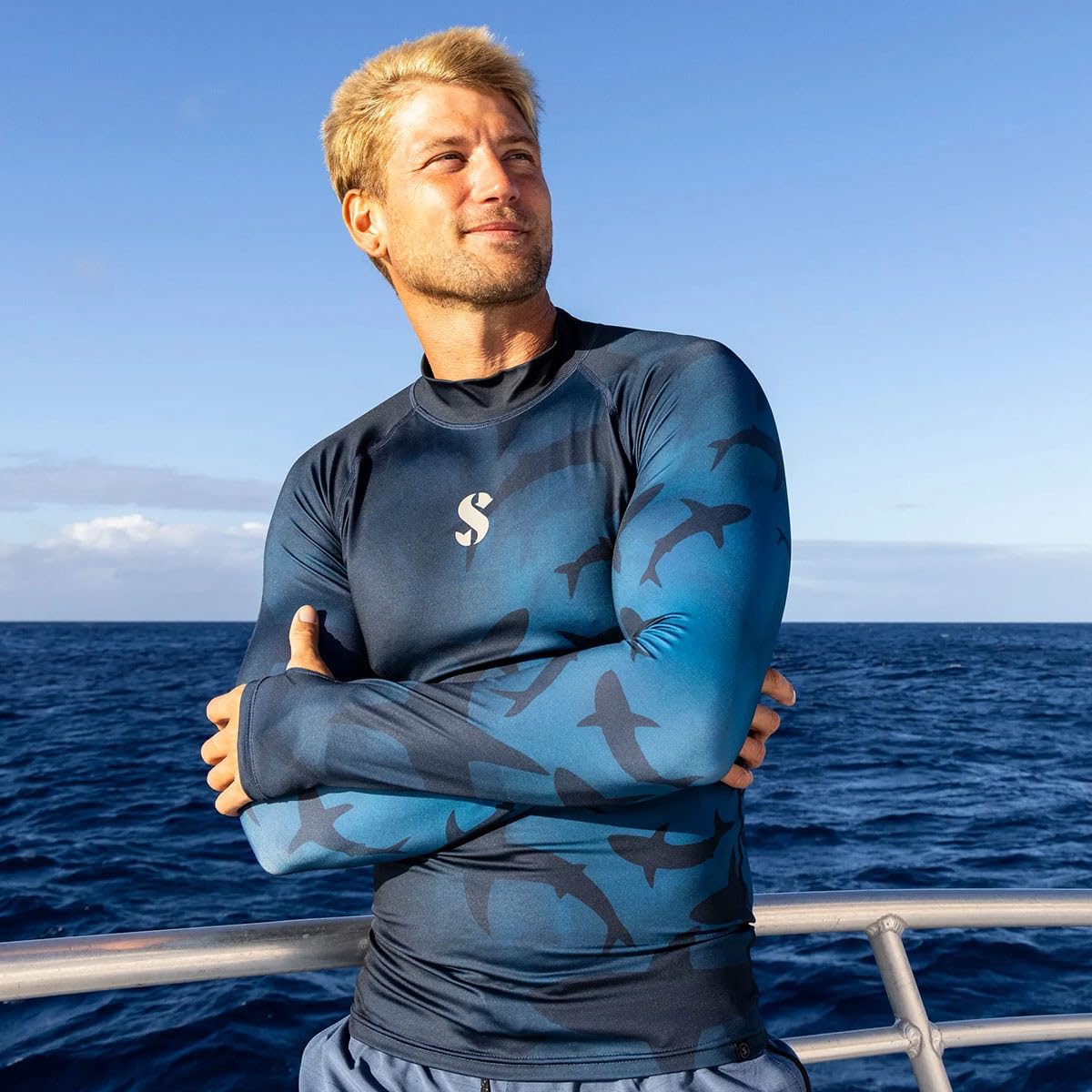 Scubapro T-Flex Men's Long Sleeve Rash Guard Top - Shark, XX-Large