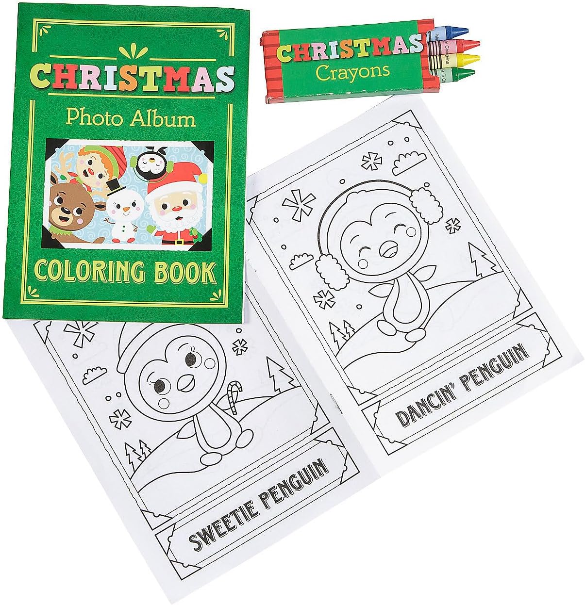 Fun Express Christmas Coloring Books with Box of Crayons (12 Books and 12 Boxes of Crayons) Stocking Stuffers and Christmas Party Favors
