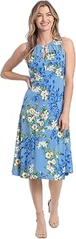 London Times Women's Dresses Sleeveless Fit and Flare Dress with Pleat Tucks and Keyhole Detail at Neck at Amazon Women's Clothing store London Times Women's Dresses Sleeveless Fit and Flare Dress with Pleat Tucks and Keyhole Detail at Neck at Amazon Women's Clothing store