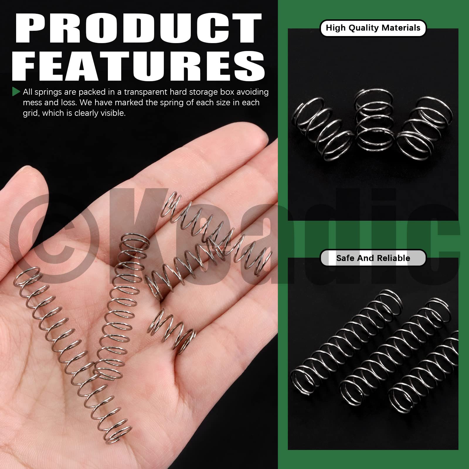 Keadic 100Pcs Mini Stainless Steel Extension Springs Assortment Kit, 8mm Outer Dia, 0.6mm Wire Dia, 10mm-50mm Free Length Mechanical Compression Coil Spring Replacement for Household Applications — Amazon image 3
