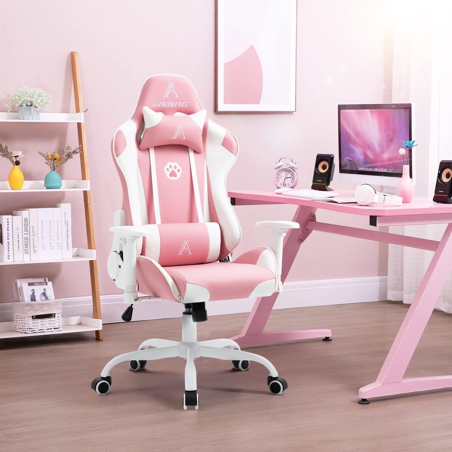 Buy AJS Gaming Chair Pink Racing Office Chair High Back Computer Desk