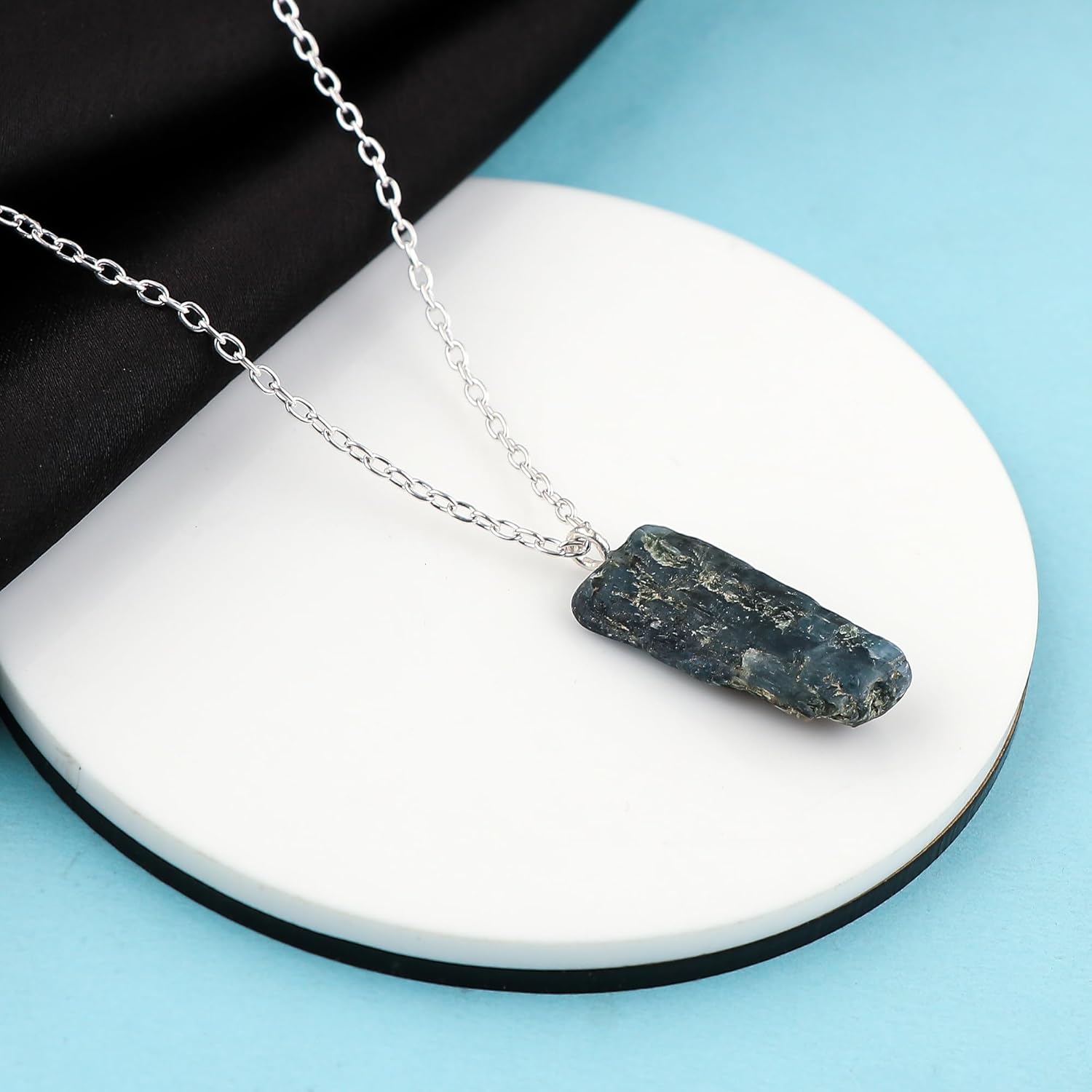 Raw Gemstone Necklace – Natural 15–25mm Crystal Pendant with Silver Plated Chain – Handmade Boho Jewelry for Women – Healing Stone Gift – Adjustable Necklace - Image 4