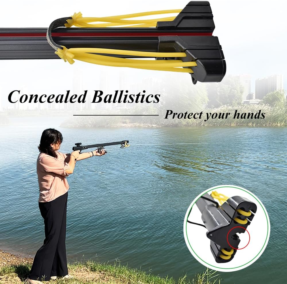 SUFFUSE Slingshot Rifle, Fishing Slingshot, High Power Slingshot with Safety Catch, Outdoor Hunting & Shooting Slingshots