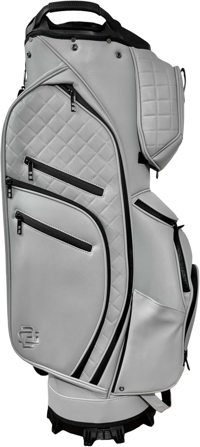 14 Way Golf Cart Bag – Premium Lightweight Cart Golf Bag with Full Length Dividers, 12 Pockets, Cooler Pocket & Rain Hood – Tour Inspired Design by Detroit Golf Co.