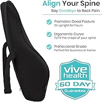 Vista 2 de Vive Almohada lumbar completa, cojín de apoyo de contorno de espuma viscoelástica para dolor de espalda baja, tensión muscular, ciática, artritis