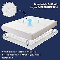 Vista 11 de FELTYBED Protector de colchón impermeable tamaño Queen de 60 x 80 pulgadas, funda de colchón suave Queen, funda de colchón transpirable con bolsillo